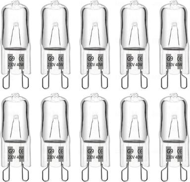 10PCS G9 40W 220V 2-Pin Halogen Bulb Warm White 3000K 360 Beam Angle for Oven Microwave Crystal Lamp Ceiling Fan Lights