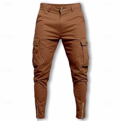 Men's Cargo Pants Trousers Chinos Summer Pants Casual Pants Zipper Plain Comfort Breathable Full Length Casual Daily Holiday Fashion Basic Black White Micro-elastic