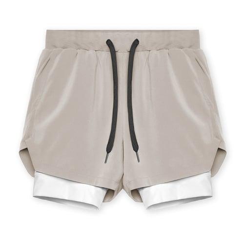 Men's Athletic Shorts Board Shorts Running Shorts Pocket Drawstring 2 in 1 Plain Comfort Breathable Short Daily Leisure Sports Holiday Sports Streetwear Black-White Dark Khaki