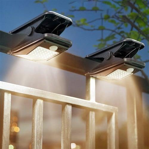 LED Solar Garden Light Outdoor Clip-on Motion Sensing Light IP65 Waterproof Camping Light for Fence Deck Wall Camping Tent Patio