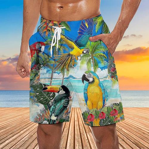 Men's Mask Flower / Plants Swimming Trunks Board Shorts Swim Shorts Mid Waist Hawaiian Ethnic Boho Casual Daily Holiday Drawstring with Mesh lining Elastic Waist Designer Clothing Apparel