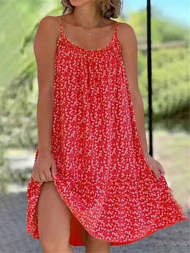 Women's Beach Dress Beach Wear Mini Dress Print Tropical Fashion Floral Spaghetti Strap Sleeveless Loose Fit Outdoor Daily Black Yellow 2023 Summer Spring S M L XL