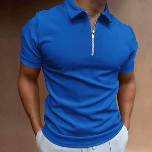 Men's Zip Polo Golf Shirt Casual Vacation Quarter Zip Short Sleeve Fashion Solid Color Plain Classic Summer Regular Fit Black White Wine Navy Blue Royal Blue Green Zip Polo