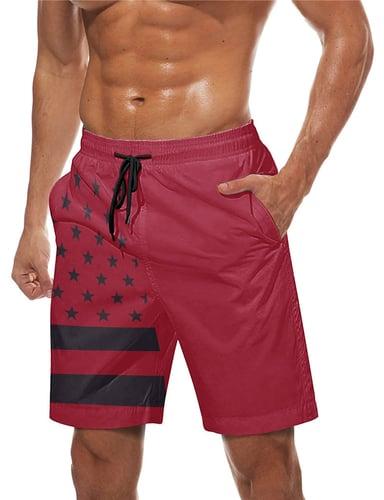 Men's Graphic Prints National Flag Swimming Trunks Board Shorts Swim Shorts Mid Waist Hawaiian Boho Casual Daily Holiday Drawstring with Mesh lining Elastic Waist Designer Clothing Apparel