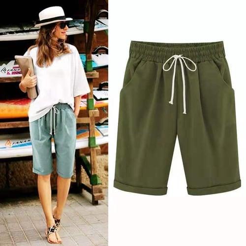 Women's Lounge Shorts Pure Color Elastic Waist with Drawstring Simple Casual Comfort Home Daily Vacation Breathable Pocket Five-point Pants