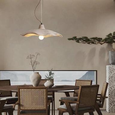 French Rustic Style Hanging Light, Creative Flower Type Concrete Chandelier, E27 Light Source Single-Head Cement Pendant Lamp, Flush Mount Installation Lighting Fixtures