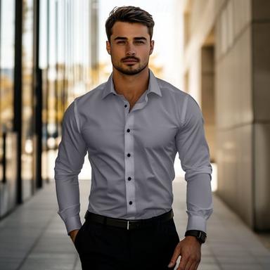 Men's Daily Dress Casual Shirt Standard Fit Long Sleeve Lapel Solid Color Polyester Black White Grey 2025
