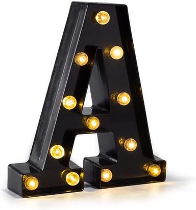 LED Alphabet & Arabic Marquee Lights, Battery Powered Black Letters LED for Events Wedding Party Birthday Home Bar Newly Design Cool Black