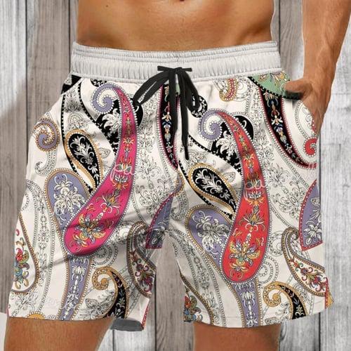 Men's Paisley Flower / Floral Swimming Trunks Board Shorts Shorts Mid Waist Fashion Streetwear Designer Casual Daily Holiday Pocket Drawstring Elastic Waist Designer Clothing Apparel