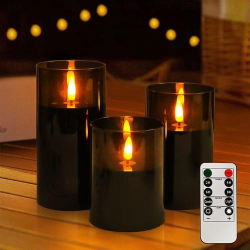 3pcs Flameless LED Candle Lights with Remote Control, AAA Battery Powered Flashing Night Lamp for Christmas, Wedding, Party, Halloween, Home, Bedroom Holiday Decoration