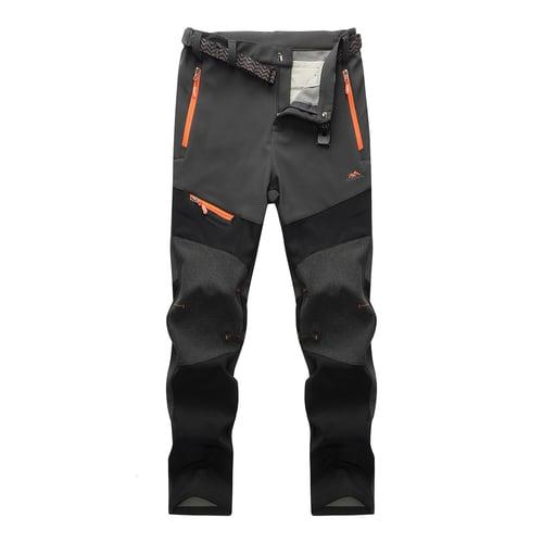 Men's Fleece Lined Pants Hiking Pants Trousers Softshell Pants Winter Outdoor Thermal Warm Waterproof Windproof Insulated Lightweight Bottoms 5 Zipper Pockets Elastic Waist Pants Skiing Snowboard