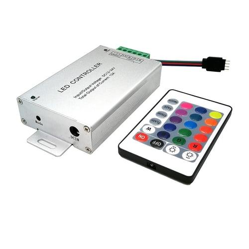 DC12V-24V 12A 144W 24Key IR Remote Controller Aluminum shell for RGB LED Strip 5050 3528 SMD