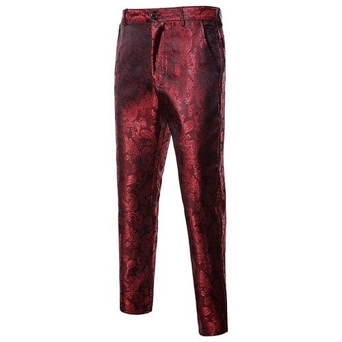Men's Trousers Chinos Jogger Pants Geometric Full Length Party Daily Casual Formal Black Wine Micro-elastic