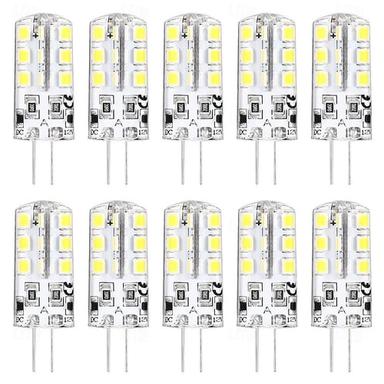10PCS G4 Bi-pin LED Light Bulb 3W 24LED SMD 2835 Equivalent Halogen Bulb 30W Warm white 3000K Daylight White 6000K 360° Beam Angle Flicker Free DC12V AC220V AC110V