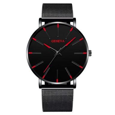 Geneva Quartz Watch for Men Minimalist Ultra Thin Stainless Steel Watch Stylish Men's Watch Business Casual Quartz Watch