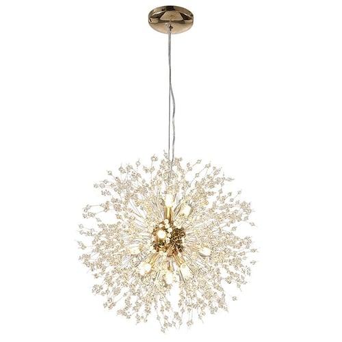 12-Lights Modern Electroplated Globe Chandeliers Firework Led Nordic Style Pendant Lights Living Room Dining Room G9 Bulb Base
