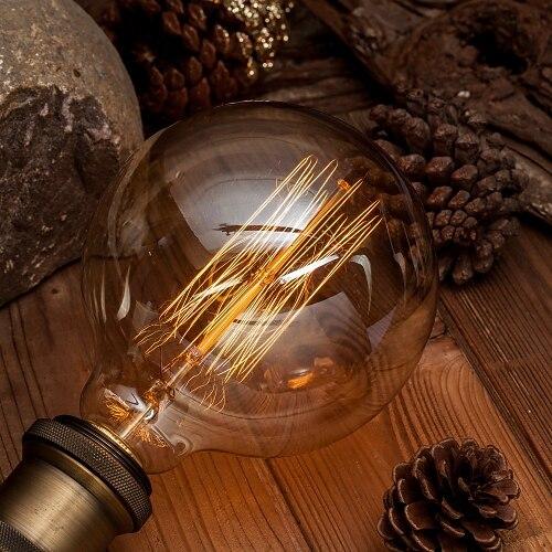 2pcs 40W Edison Vintage Globe Incandescent Light Bulb Dimmable E26 E27 G125 Antique Filament Amber Warm White for Loft Bar Restaurant Kitchen 220-240V