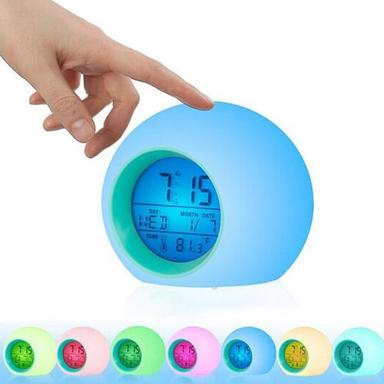 Color Changing LED Light Digital Alarm Clocks Touch Control Kids Children Wake Up Alarm Clock Thermometer Nature Music Gifts