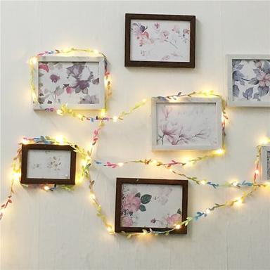 Elegant Wedding Party Reception 5M 50LED Tiny Colorful Leaves Fairy Garland Light - AA Battery Powered LED Copper Wire Flexible String Lights for Table Home Party Decor, Warm White