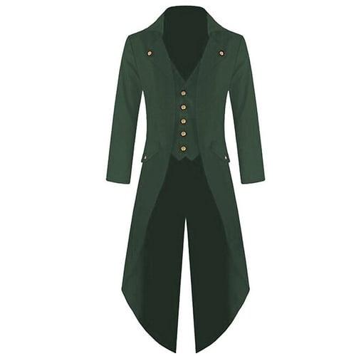 Men's Winter Jacket Winter Coat Coat Party V Neck Punk & Gothic Jacket Outerwear Solid Colored Green Purple Red / Long Sleeve / Long