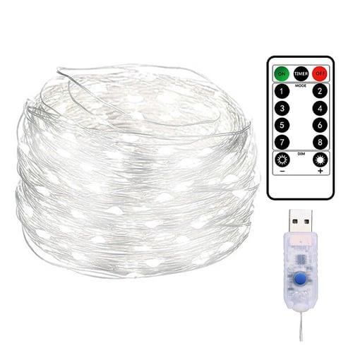 20M 200LED Copper Wire String Lights Outdoor Fairy Lights USB Plug-in Lights With 8 Modes Lights Waterproof Remote Control Timer Christmas Wedding Birthday Family Party Room