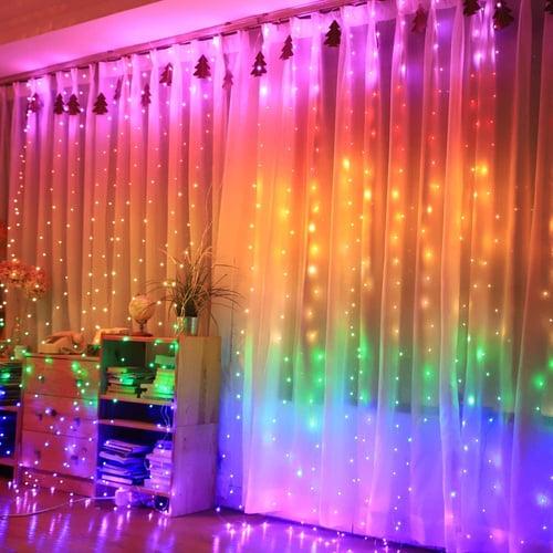 Window Curtain String Lights 300LEDs Twinkle Star 3m x 3m Hanging Fairy Lights Wedding Decoration 8 Lighting Modes for Bedroom Wedding Party Home Garden Wall Decorations USB Powered with IR Remote