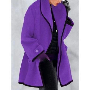 Women's Coat Office Dailywear Casual Winter Fall Long Coat Warm Basic Simple Classic & Timeless Jacket Long Sleeve Solid Color with Pockets Oversize Blue Purple Camel
