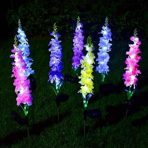 Solar Lights Outdoor Garden Decor Solar Powered Violet Lights Flower Stake Waterproof Solar Flower Lights for Garden Corridor Yard Lawn Patio Pathway Balcony Pool Wedding Decorative
