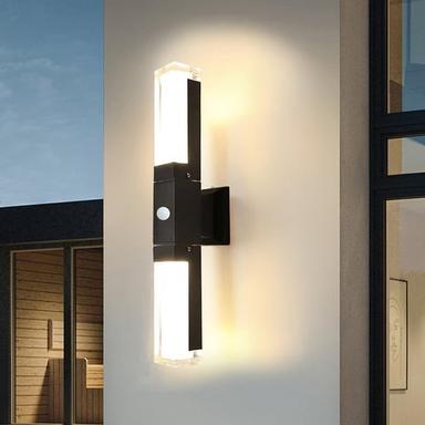 LED Sensor Wall Light Outdoor Wall Sconce, Black Metal Wall Lights, Up Down Sconces Aluminum Wall Lantern, IP65 Waterproof Spot Lights Night Lamps for Porch Patio Garden 85-265V