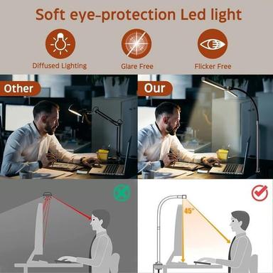 LED Double Head Desk Lamp 24W Brightest Architect Double Swing-arm Table Lamps for Workbench, Monitor, Home Reading, Offices, Bedrooms and Dormitories