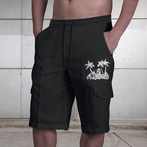 Men's Coconut Tree Graphic Prints Cargo Shorts Summer Shorts Mid Waist Streetwear Designer Casual Daily Holiday Drawstring Elastic Waist Print Designer Clothing Apparel