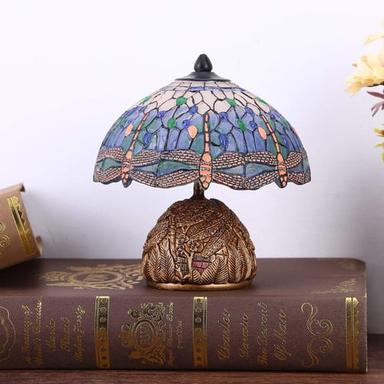 Dragonfly Table Lamp, Resin Handcraft Night Light Simulated Stained Glass Table Lamp