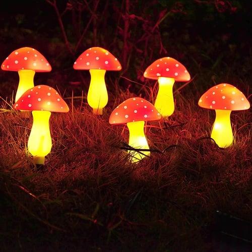 Solar Outdoor Waterproof Garden Mushroom Lights 6LED 8 Modes Lighting Garden Lawn Courtyard Villa Walkway Patio Landscape Holiday Decoration Light