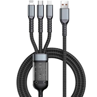 100W Super Fast Charging Cable 3 in 1 Braided Data Cable for Xiaomi Huawei 6A Quick Charge Cable Support Data Transfer