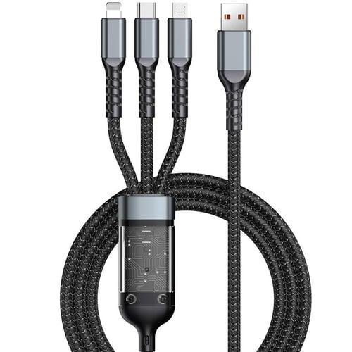 100W Super Fast Charging Cable 3 in 1 Braided Data Cable for Xiaomi Huawei 6A Quick Charge Cable Support Data Transfer