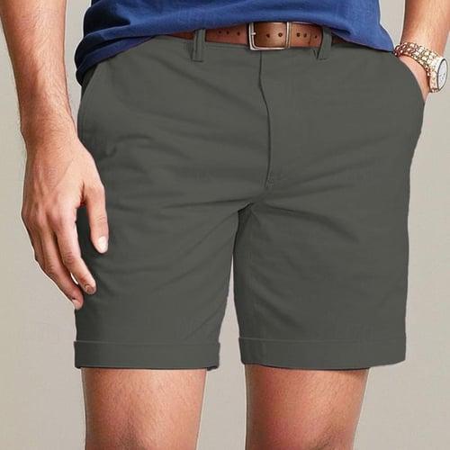 Men's Summer Shorts Work Shorts Casual Shorts Buttons Pocket Lightweight Plain Comfort Short Formal Party Work Fashion Classic Style White Yellow Micro-elastic