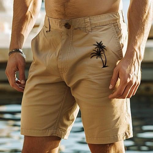 Men's Cargo Pants Button Leaf Breathable Wearable Short Formal Party Outdoor Vacation Holiday Khaki Micro-elastic