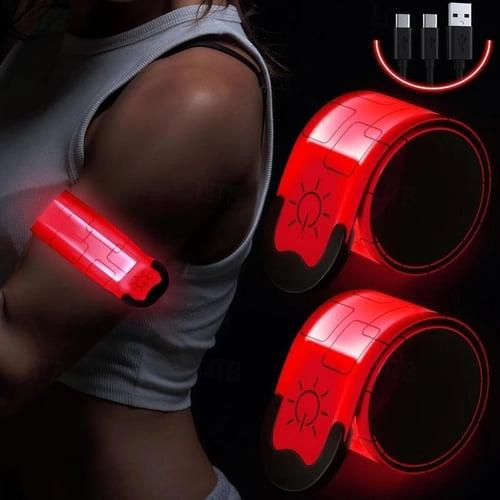 2pcs LED Armband Rechargeable - High Visibility Reflective Running Lights for Night Walking & Jogging, Adjustable Light Up Bands for Men & Women