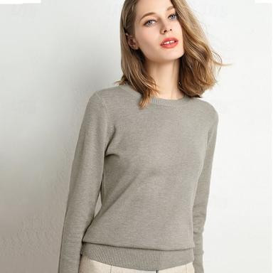 Women's Pullover Sweater Jumper Round Neck Knit Classic Style Thin Fall Winter Work Causal Daily Classic Casual St. Patrick's Day Long Sleeve Solid