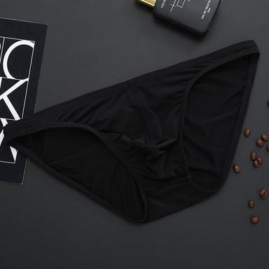 Men's 1pack Basic Panties Briefs Basic Nylon Pure Color Low Waist Light Blue Black