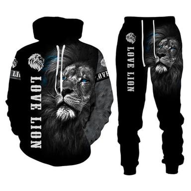 Men's Lion Animal Patterned 2pcs Hoodies Long Sleeve Long pants 3D Sweatshirt Sets Sportswear Casual Daily 1 2 3