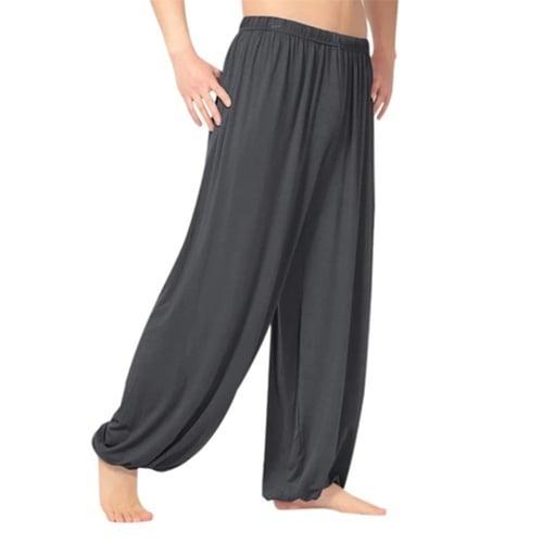 Men's Trousers Casual Pants Baggy Harem Pants Flowy Solid Color Plain Breathable Soft Full Length Yoga Casual Trousers Casual / Sporty Loose Fit Black White Micro-elastic