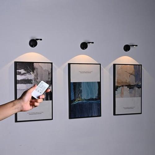 Wireless LED Picture Light with Remote LED Wall Sconce Motion Sensor Night Light Tri- Color Dimming Sunset Ambient Wall Lamp Highlight Display Lamp for Frame Portrait, Bedroom, Livingroom