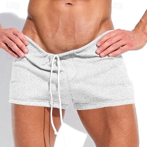 Men's Sweat Shorts Shorts Bermuda shorts Drawstring Elastic Waist Plain Comfort Sports Short Yoga Daily Gym Fashion Athleisure White Light Grey Micro-elastic