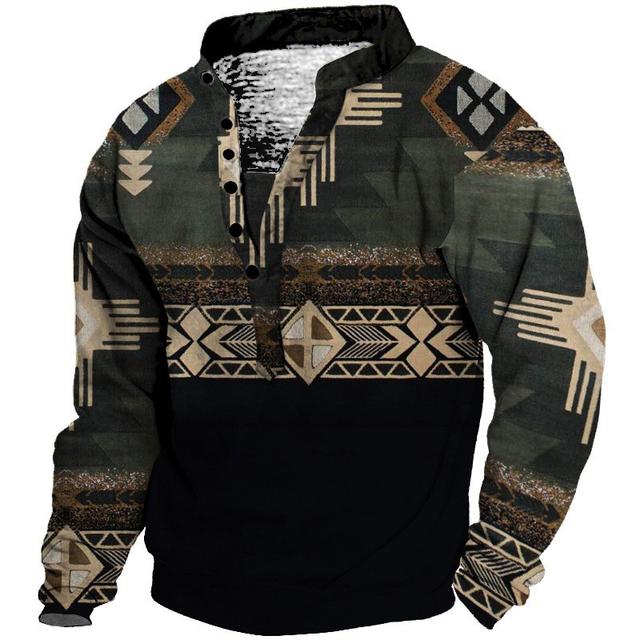 Men's Unisex Sweatshirt Pullover Black Blue Black White Standing Collar Bohemian Style Graphic Prints Print Casual Daily Sports 3D Print Plus Size Streetwear Designer Casual Spring & Summer Clothing