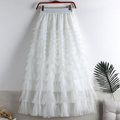 Women's Skirt Tutu Long Skirt Maxi Skirts Pleated Patchwork Layered Solid Colored Party Halloween Spring &  Fall Polyester Long Princess Summer Black White Light Green Pink