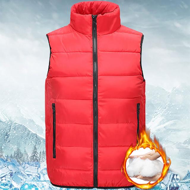 Men's Padded Hiking Vest Quilted Puffer Jacket Sleeveless Outerwear Trench Coat Top Outdoor Thermal Warm Windproof Breathable Quick Dry Winter Cotton Nylon Kong Lan Black Orange Work Hunting Ski