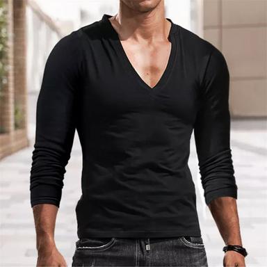 Men's T shirt Tee Long Sleeve Shirt Plain V Neck Street Sports Long Sleeve Clothing Apparel Fashion Designer Casual Comfortable