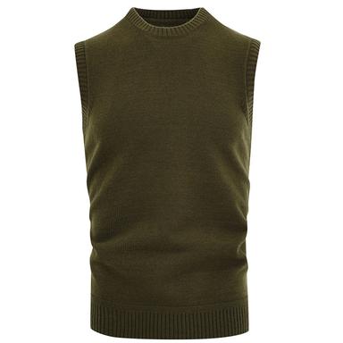 Men's Sweater Vest Pullover Sweater Jumper Ribbed Knit Cropped Knitted Solid Color Crew Neck Basic Stylish Outdoor Daily Clothing Apparel Winter Fall Black Army Green M L XL