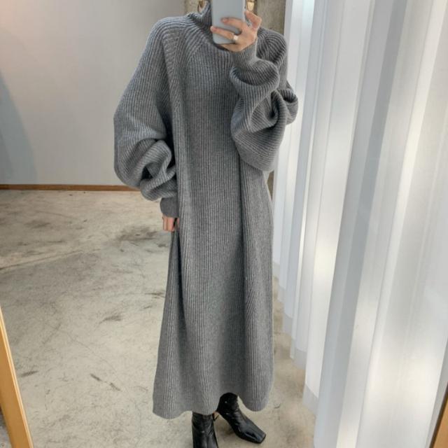 Women's Sweater Dress Knit Dress Jumper Dress Long Dress Maxi Dress Knitwear Stylish Modern Pure Color Winter Dress Daily Vacation Going out Turtleneck Long Sleeve Knit 2023 Loose Fit Brown Apricot